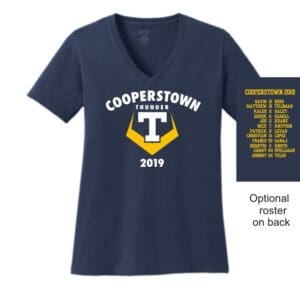 Ladies Cotton V-Neck Tee - Optional Roster on Back