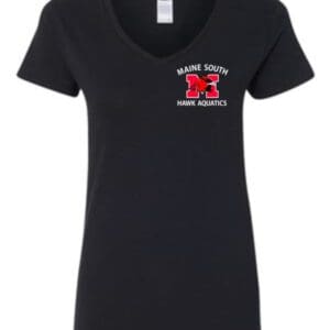 Ladies Black V-neck T-shirt