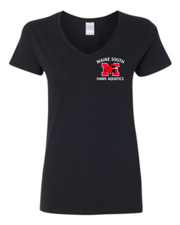 Ladies Black V-neck T-shirt