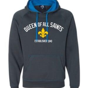 Dark Grey/Royal Contrast Hooded Sweatshirt