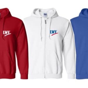 Full-Zip Hooded Sweatshirt - Choice of Red, White or Blue