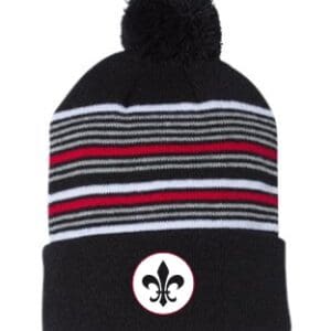 Striped Pom-Pom Knit Beanie