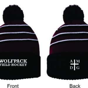 Striped Pom Cuffed Beanie