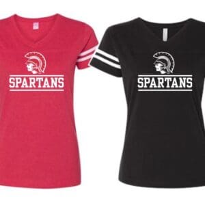 Ladies Striped Sleeve Tee - Choice of Color and Design