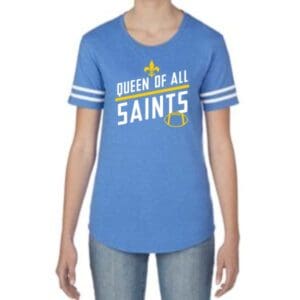 Ladies Football Striped Sleeve Tee