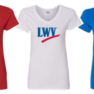 Ladies V-Neck T-Shirt - Choice of Red, White or Blue