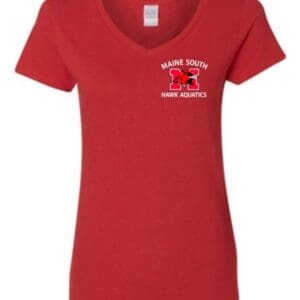 Ladies Red V-neck T-shirt