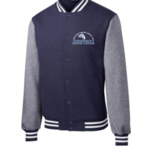 Navy Blue Fleece Letterman Jacket